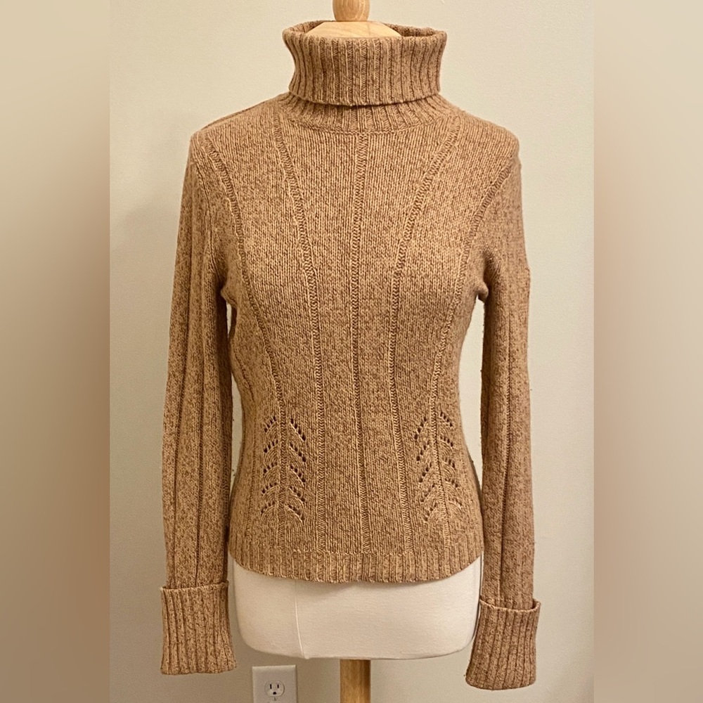 Express Tan Wool Angora Rabbit Fur SZ L Cozy Cottagecore Soft Girl Knit Sweater